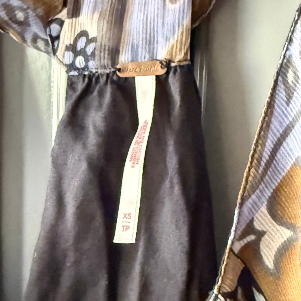 Free People Strawberry Retro Paisley Print Racerback Tank Top, Brown Blue, XS - Picture 11 of 13